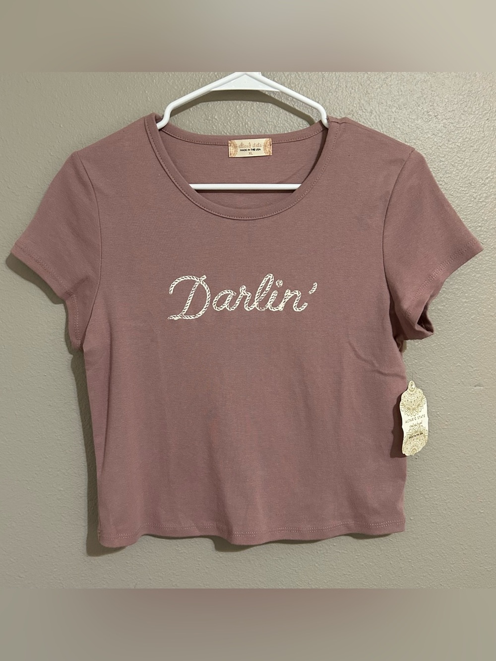 NEW Altar’d State Darlin’ Cotton Cropped Short Sleeve T Shirt Women’s Size XL